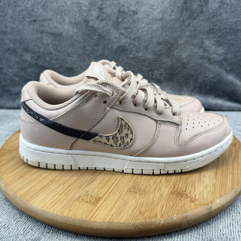 Nike Dunk Low Shoes Womens Size 8 Pink Leather Animal Print Sneakers DD7099-200